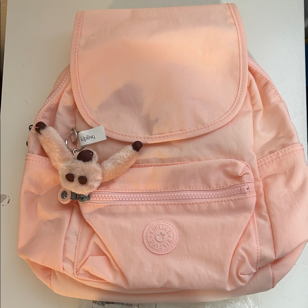 Kipling Soft Pink Kids Backpack with Monkey Keychain EZRA S
